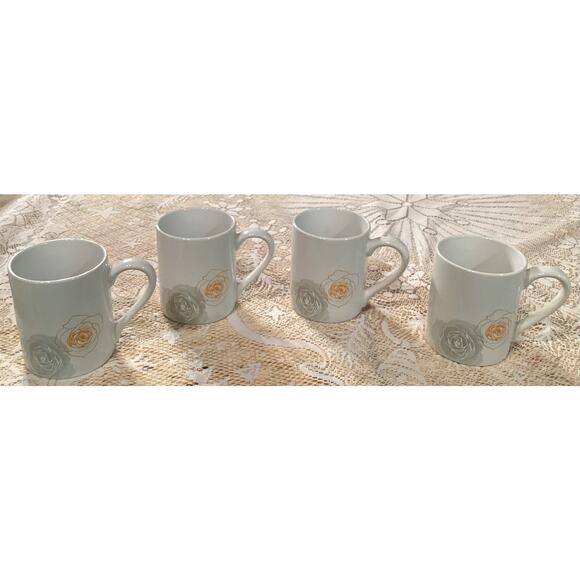 Corelle Coordinates Soliel Roses Coffee Mugs Cups Set Of 4 - Picture 1 of 9